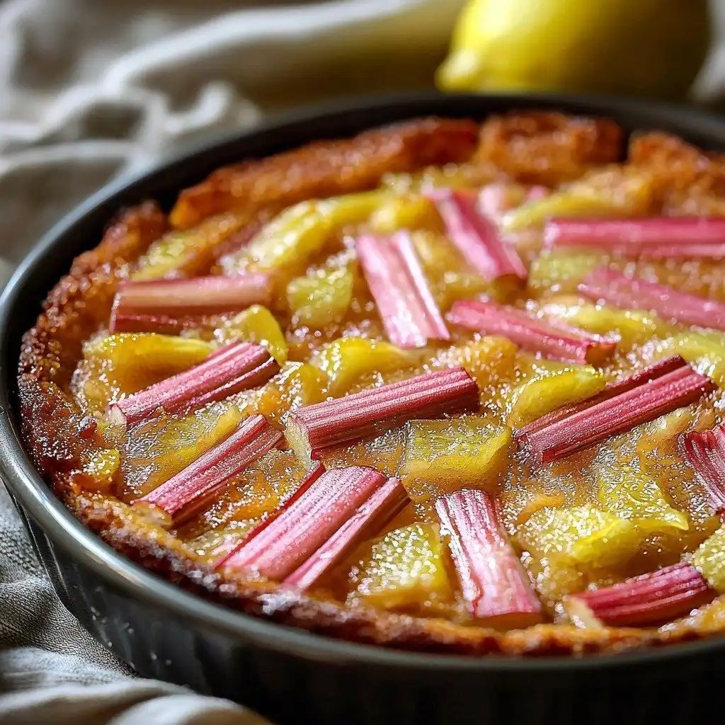 Creamy Rhubarb Custard Cake - featured image