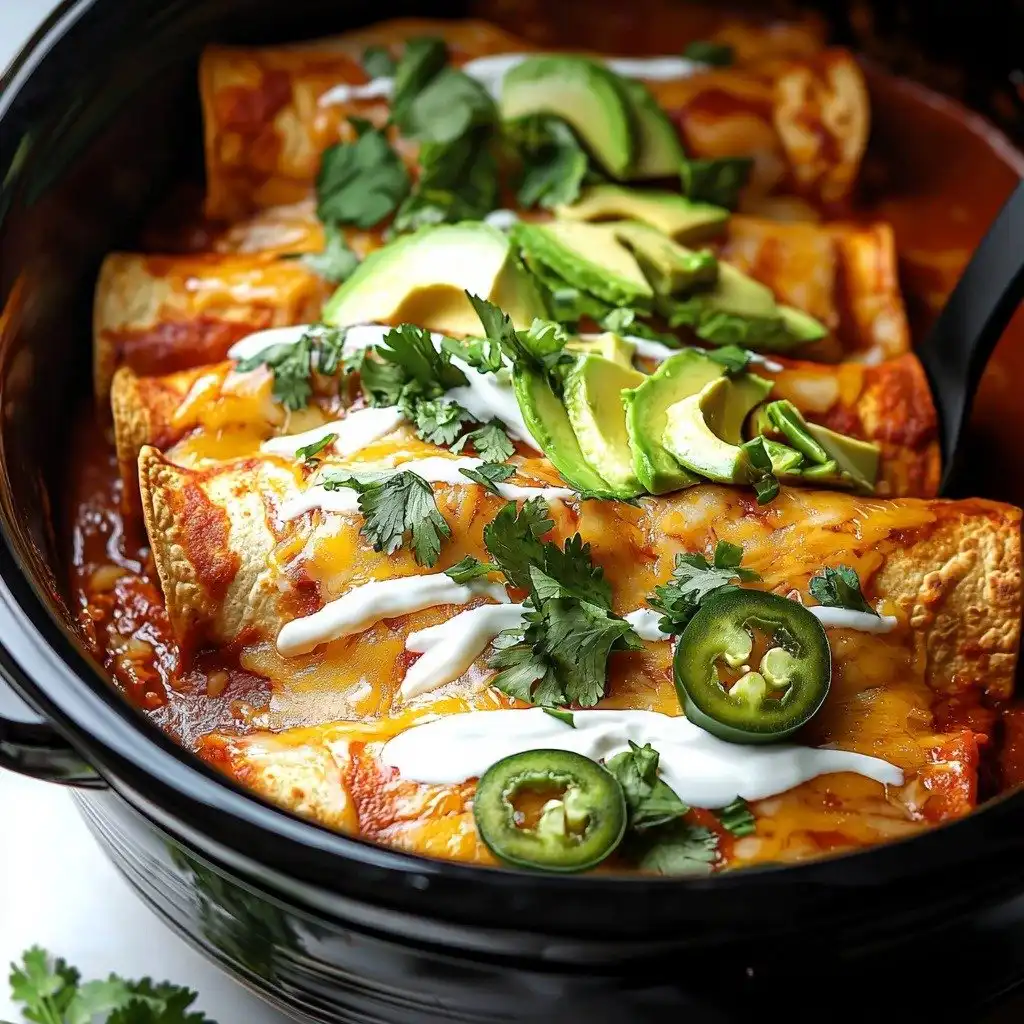 Slow Cooker Chicken Enchilada Casserole - featured image