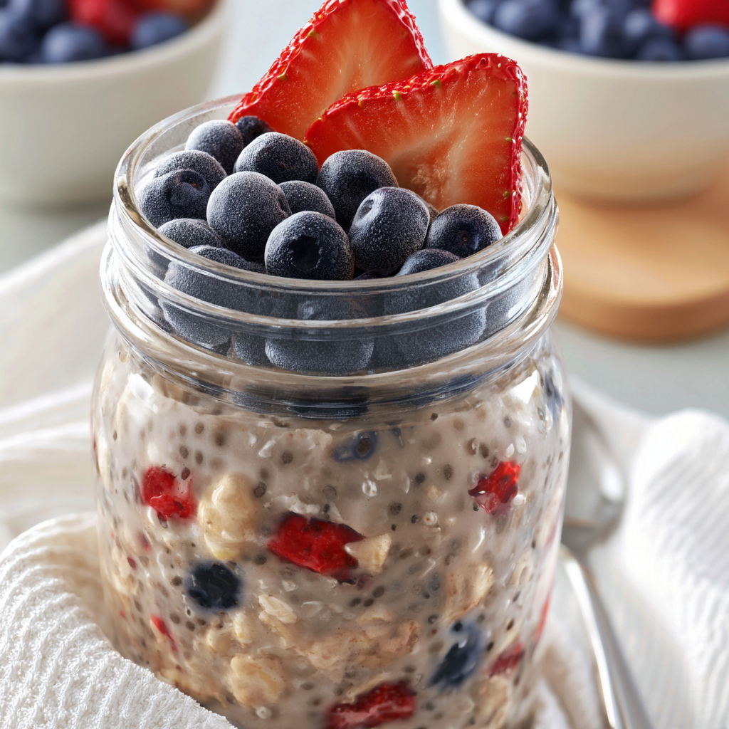 Berry Chocolate Protein Overnight Oats