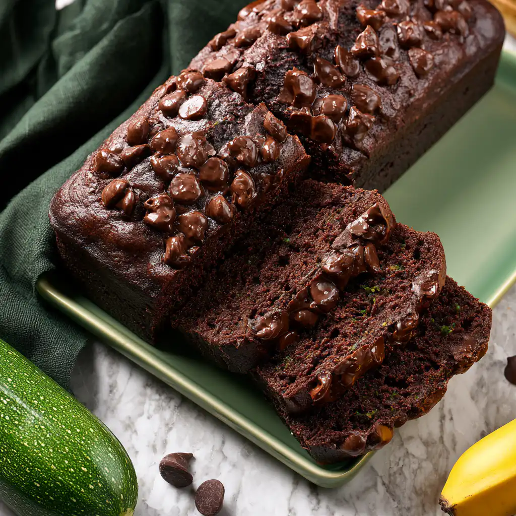 Moist Chocolate Zucchini Banana Bread