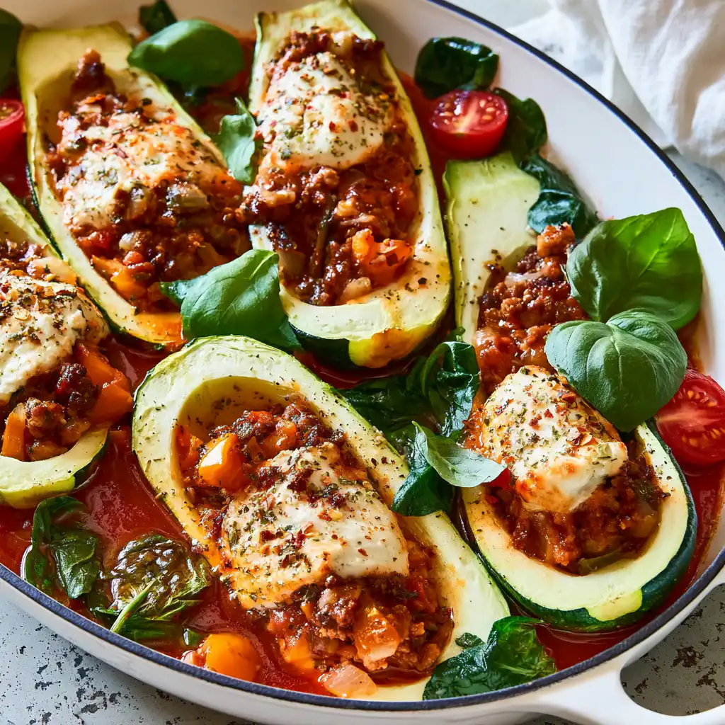 Stuffed Zucchini Boats Recipe - step by step